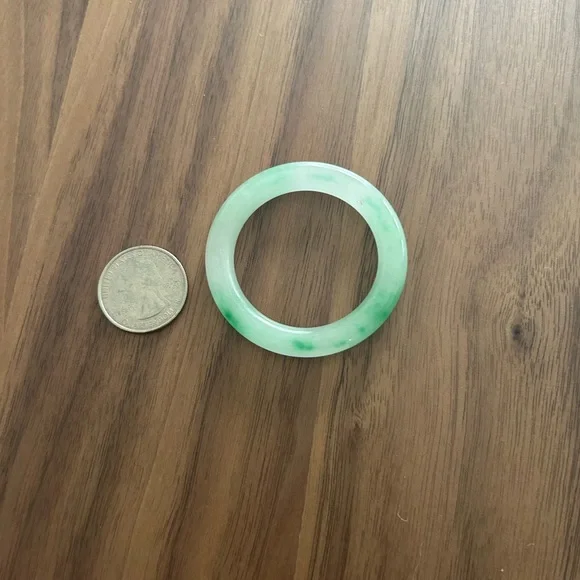 Green and White Jade Baby Bangle Bracelet